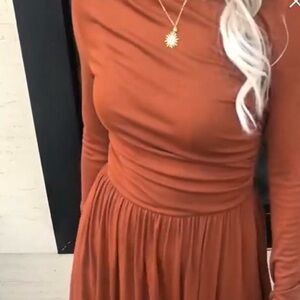 Chic Long Sleeve Rust Dress